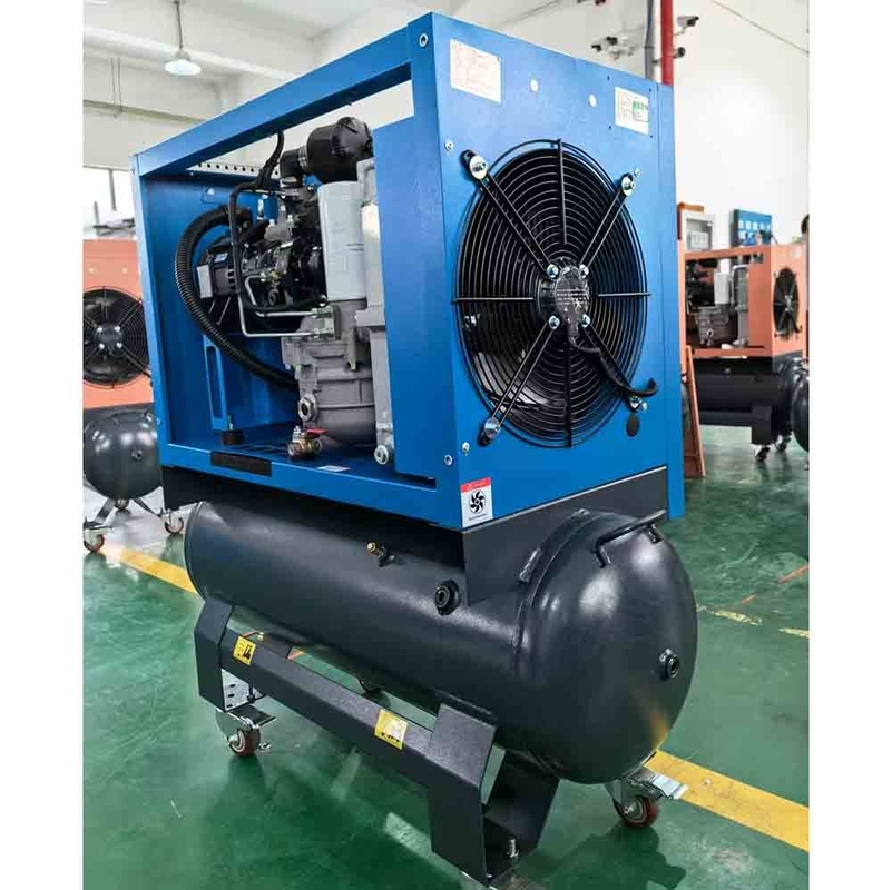 มินิ เครื่องบดอากาศอุตสาหกรรมขนาดเล็ก 2.2kw 3.7kw 4.5kw 5.5kw 7.5kw 9kw เครื่องบดอากาศสกรูระยะเดียวพร้อมถัง